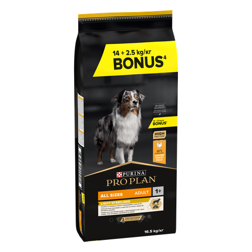 Visuel 1 du produit Croquettes Chien Stérilisé - ProPlan All Dogs Size Light - 14 + 2,5 kg offerts