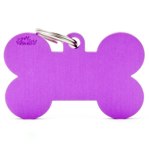 Visuel 1 du produit My Family Médaille Chien Basic Os XL Alu Violet - 48 x 31,5 x 2 mm