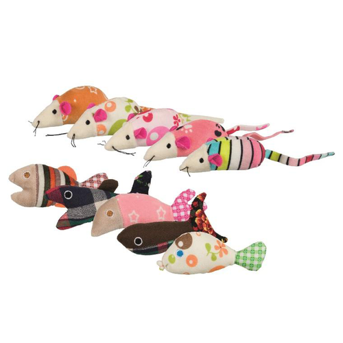 Visuel 1 du produit Jouet Chat – TrixieSouris ou poisson en peluche et tissu catnip x1 – 9 à 12 cm - modèle aléatoire