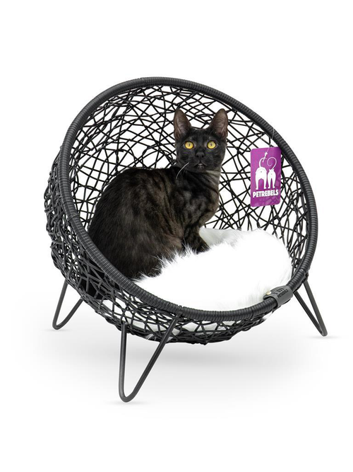 Visuel 2 du produit Couchage Chat - Petrebels Panier sur pieds Amsterdam 47 Noir - 44 x 44 x 38 cm