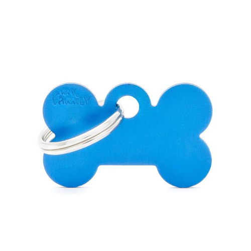 Visuel 1 du produit My Family Médaille Chien Basic Petit os Alu Bleu clair - 30 x 19 x 2 mm