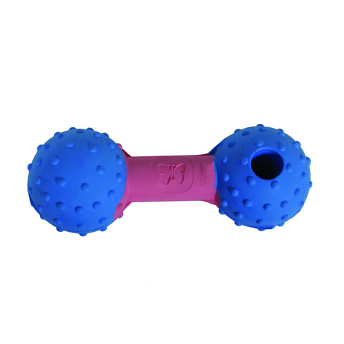 Visuel 1 du produit Jouet Chien - Haltère picot Rubb’n’Treats bleu et rose - 10,5 cm