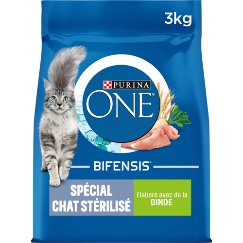 Visuel 1 du produit Croquettes Chat – Purina One Stérilisé Dinde Blé – 3 kg