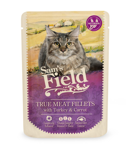 Visuel 1 du produit Pâtée Chat – Sam's Field à la dinde et aux carottes – 85 g