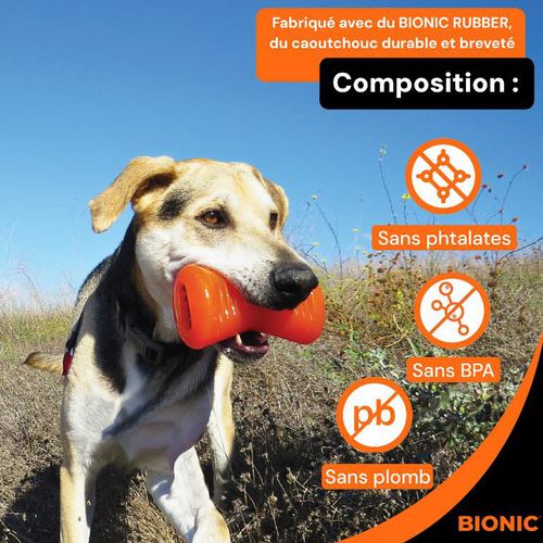 Visuel 3 du produit Bionic Jouet Chien Os Orange S - 9,5 x 5 x 4 cm