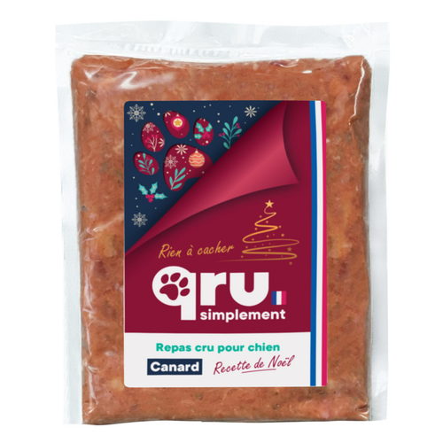 Visuel 1 du produit Qru Aliments Humides Chien Repas De Noël Canard Congelé - 900 g