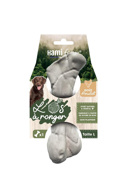 Visuel 1 du produit Hamiform Jouet Chien Os à ronger végétal Saveur Poulet L - 18,2 cm 210 gr