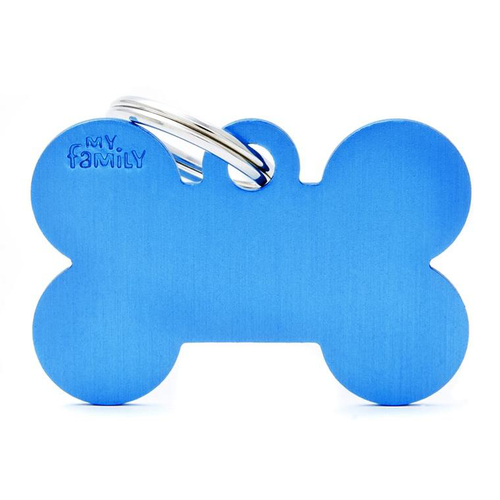 Visuel 1 du produit My Family Médaille Chien Basic Grand os Alu Bleu clair - 38 x 35 x 2 mm