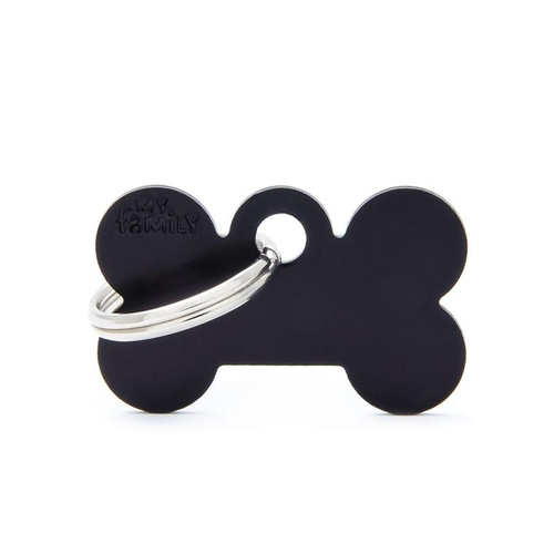 Visuel 1 du produit My Family Médaille Chien Basic Petit os Alu Noir - 30 x 19 x 2 mm