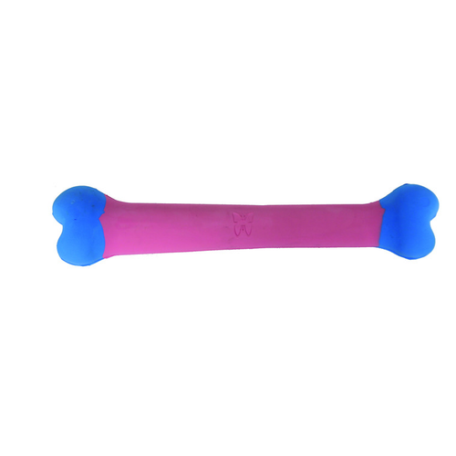 Visuel 1 du produit Os en caoutchouc Rubb’n’Color bleu et rose - 21 cm
