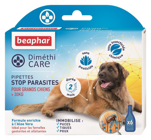 Visuel 1 du produit Pipettes antiparasitaires Grand Chien – Beaphar DiméthiCARE  – 6 x 4,5 ml