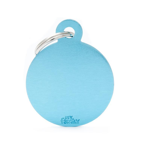 Visuel 1 du produit My Family Médaille Chien Basic Grand cercle Alu Bleu clair - 39 x 32 x 2 mm