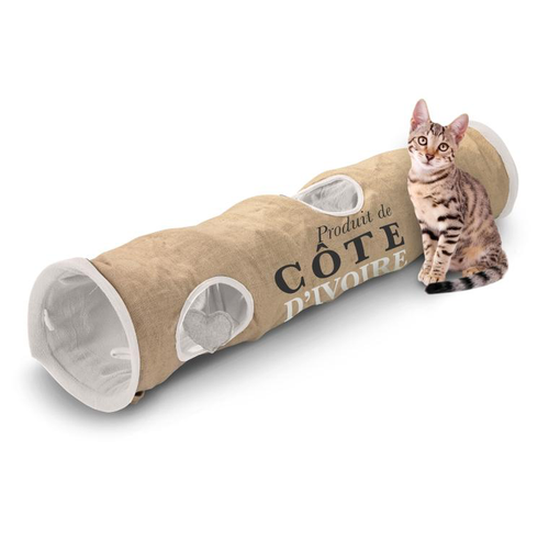 Visuel 1 du produit Couchage Chat - D&D Tunnel Pura Vida Brun et Blanc - 120 x 25 cm
