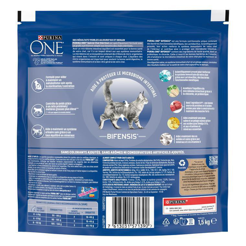 Visuel 3 du produit Purina One Croquettes Chat Bœuf Et Blé - 1,5 kg