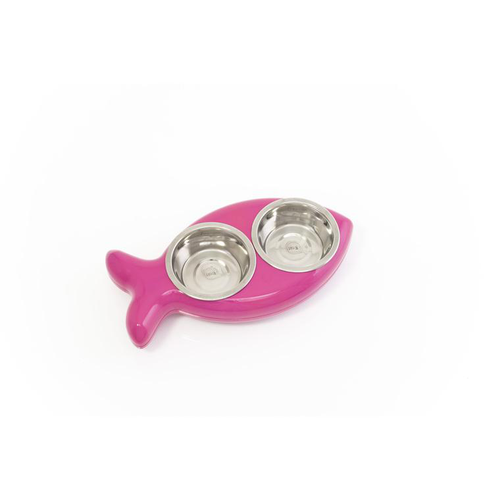 Visuel 1 du produit Gamelle double pour chat - The Fish - Rose
