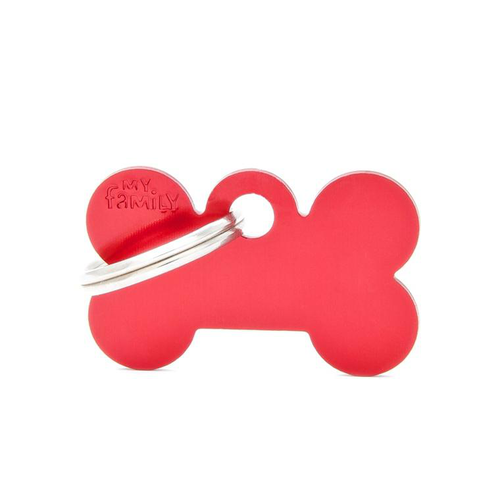 Visuel 1 du produit My Family Médaille Chien Basic Petit os Alu Rouge - 30 x 19 x 2 mm