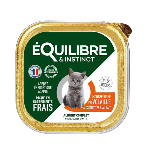 Visuel 1 du produit Boîtes Chat - Équilibre & Instinct Mousse chaton Volaille et carottes - 85 gr