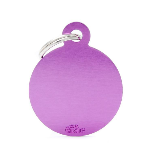 Visuel 1 du produit My Family Médaille Chien Basic Grand cercle Alu Violet - 39 x 32 x 2 mm