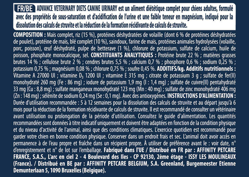 Visuel 2 du produit Advance Veterinary Diets Croquettes Chien Urinary - 12 kg