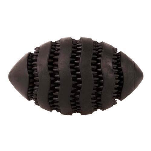 Visuel 1 du produit Bite Me Jouet Chien Distributeur De Friandises Caoutchouc Noir Rugby Nibble - Taille L 15 x 8,6 x 8,6 cm