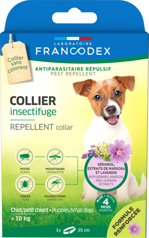 Visuel 1 du produit Soin Chien - Francodex Collier insectifuge Chiots et petits chiens moins de 10 kg - 35 cm