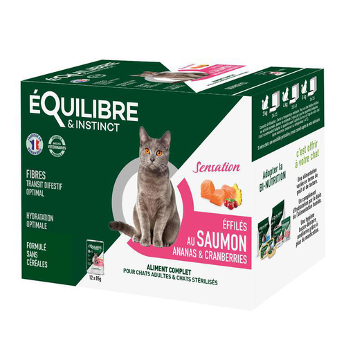 Visuel 1 du produit Boîtes Chat - Équilibre & Instinct Éffilés Sensation au saumon, ananas et cranberries - 12 x 85 gr