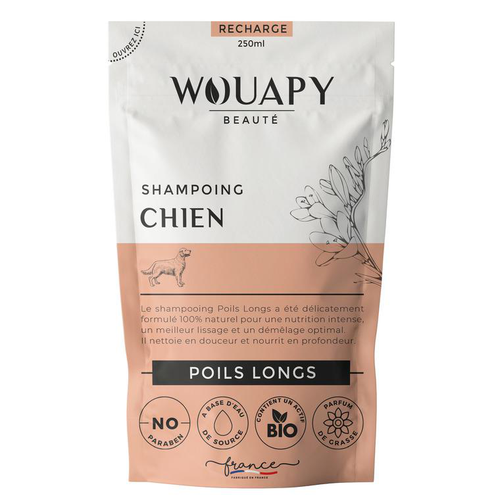 Visuel 1 du produit Hygiène Chien – Wouapy Recharge Shampooing Poils Longs – 250 ml