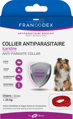 Meilleurs prix pour Collier Antiparasitaire Icaridine 60 cm rouge pour chien moins de 25 kg - Francodex