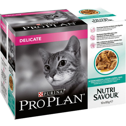PRO PLAN-Boîtes Chat – Pro Plan Sachet Delicate Poisson - 10 x 85 g