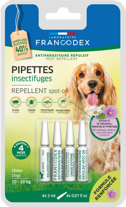 Comparer les prix de Soin Chien - Francodex Pipettesantiparasitaires insectifuges Chiens de 10 kg à 20 kg