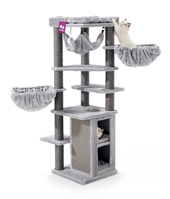 Meilleurs prix pour Arbre à Chat - Petrebels Ramses 158 Gris - 50x50x158 cm