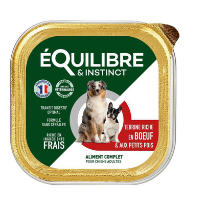 Terrine chien adulte riche en boeuf