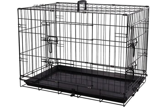 FLAMINGO-Habitat Chien - Flamingo Cage d'éducation Mezo Noir - Taille M 47 x 77 x 55 cm
