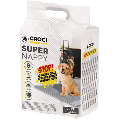 Comparer les prix de Hygiène Chien - Tapis d'apprentissage Croci Super Nappy Carbone - 84 x 57 cm - Lot de