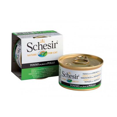 Comparer les prix de Boîte Chat - Schesir®  Pâtée au Thon, Poulet et Riz au naturel - 85g