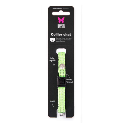 Collier Chat - Martin Sellier Collier Safety Vert citron - 20/30 x 1 cm