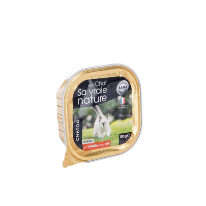 Comparer les prix de Boîte Chaton - Sa vraie nature® Terrine Volaille et Lait - 100 g