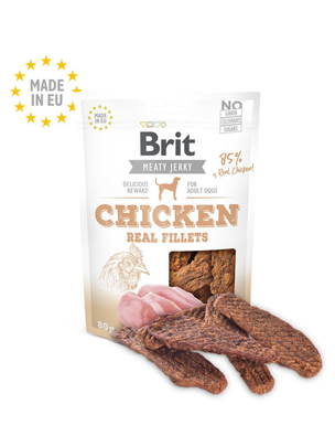 Meilleurs prix pour Friandises Chien – Brit Meaty Jerky Snack Chicken fillets – 80 gr