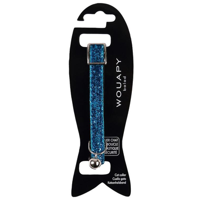 Comparer les prix de Collier Chat - Wouapy Collier Galon velours paillette Bleu - 21/31 cm