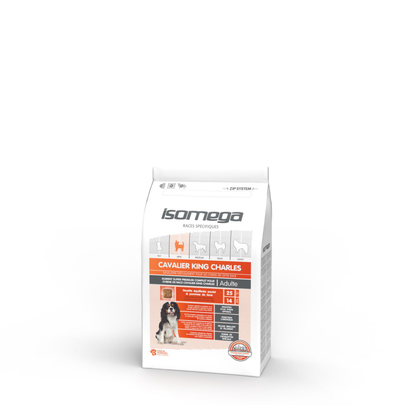 Comparer les prix de Croquettes Chien Adulte – Cavalier King-Charles Isomega au poulet – 1,5 kg