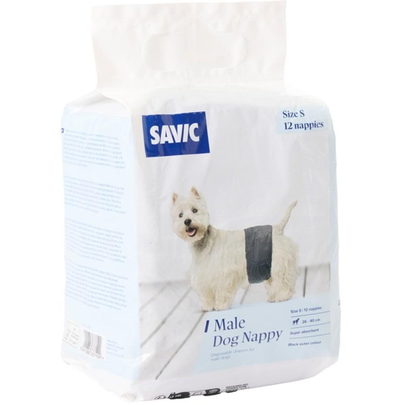 Comparer les prix de SAVIC-Savic Couches Pour Chien Mâle Jetables Coloris Noir - Taille S 26 - 40 cm x 12 couches