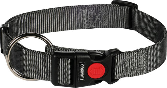 Meilleurs prix pour FLAMINGO-Flamingo Collier Nylon Chien Ziggi Gris foncé M - 40-55 cm x 20 mm x 2 mm