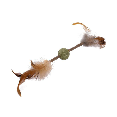 Comparer les prix de Jouet Chat - Wouapy Boule à plumes avec Matatabi et Herbe à chat Beige - 20 x 3,8 x 3