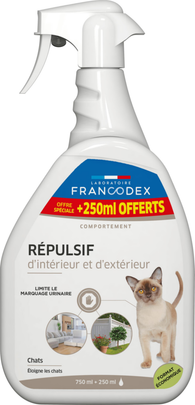 Répulsif d'Intérieur et d'extérieur spray de 750 ml + 250 ml,  Pour Chats - Francodex