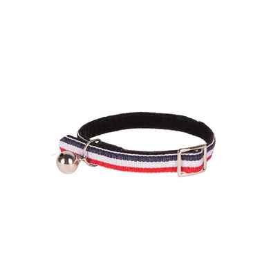 Meilleurs prix pour Collier Chat - Wouapy Collier Style rayure Bleu Blanc Rouge - 18/25,5 cm