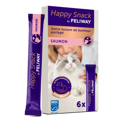 FELIWAY-Feliway Aliments Complémentaires Chat Happy Snack Saumon - 6 x 15 g