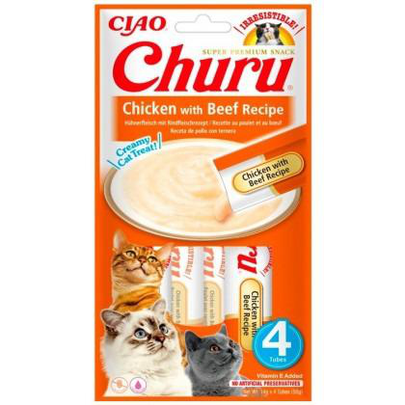 Inaba Churu Friandise Chat Poulet Bœuf - 4 x 14 gr