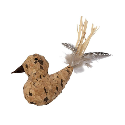 Meilleurs prix pour Jouet Chat - Wouapy Oiseau en liège avec plume Beige - 7 x 6 cm