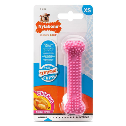NYLABONE-Jouet chien - Os à mâcher pour chiot Nylabone Rose - Taille XS