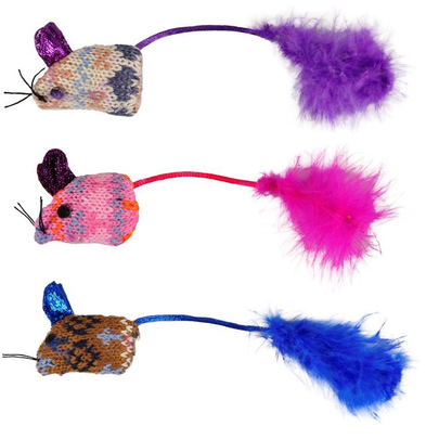 Comparer les prix de Jouet Chat - Flamingo lot de 3 Souris Mohair avec plumes Multicolore